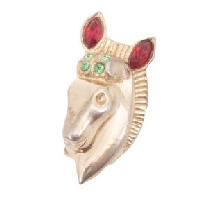 Goldtone Horse Head Rhinestone Pin - midcentury elegance